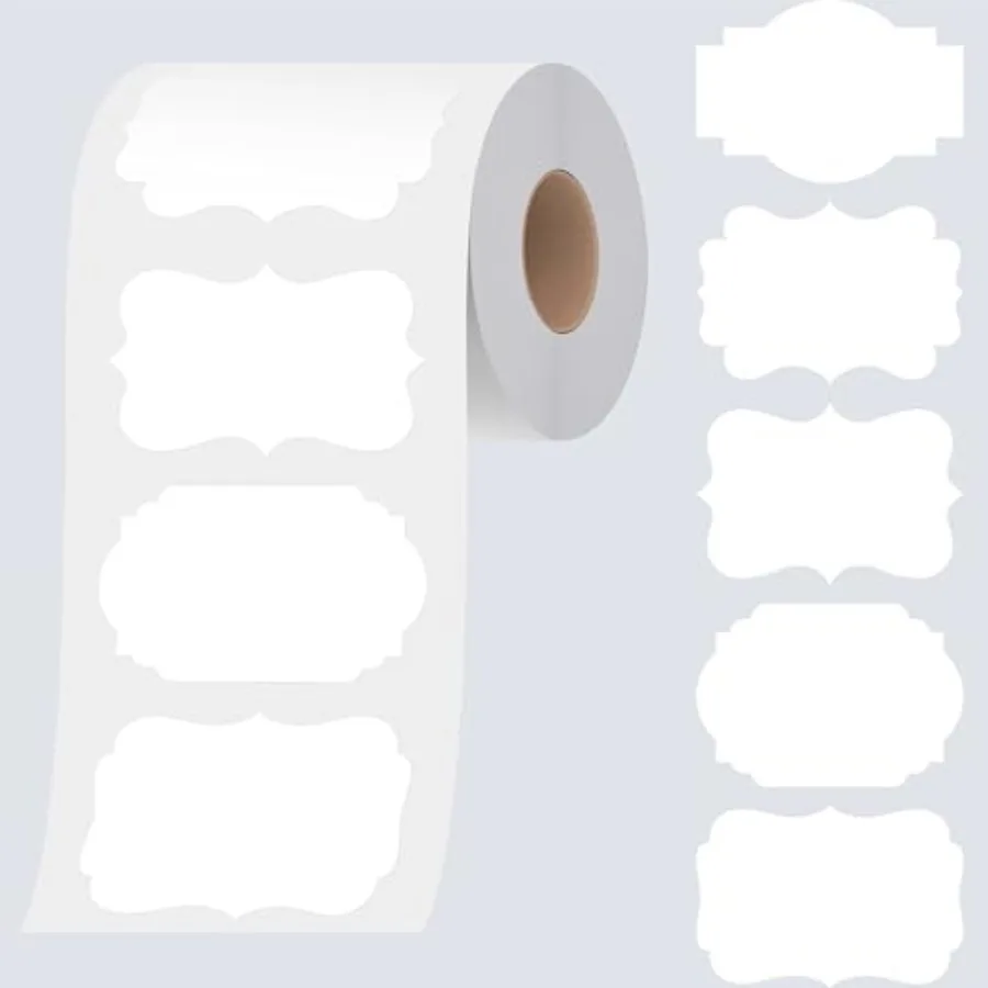 

300 PCS White Stickers 5 Shape Water/Oil/Tear Resistant Blank Stickers Removable with no Residue for Name Tags File Folders Foo