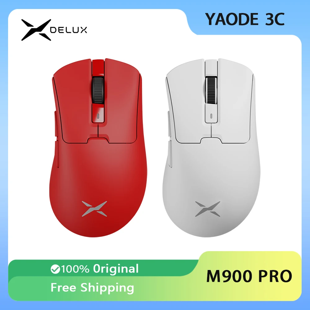 Delux M900 PRO Wireless Mouse 8K PAW3395 Sensor Dual Mode Lightweight  Ergonomic Design Gaming Mouse PC Accessory E-Sports