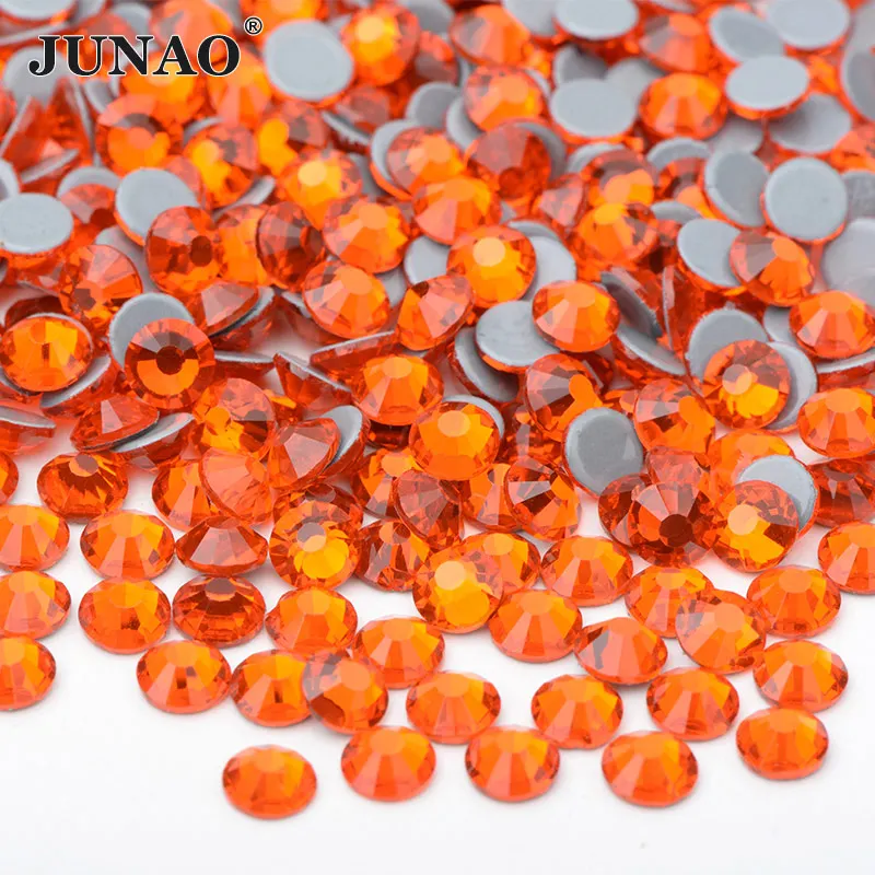 JUNAO SS 6 10 16 20 30 Wholesale AB Crystals Hotfix Glass Rhinestones Flatback Round Strass Stones for Wedding Dress Making