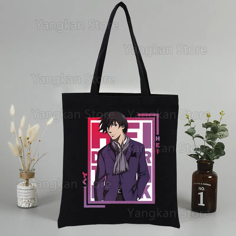 Steins Gate Anime Okabe Rintarou Makise Kurisu Canvas Tote Black Bags Harajuku Casual Tote Eco Shopper Shoulder Bags