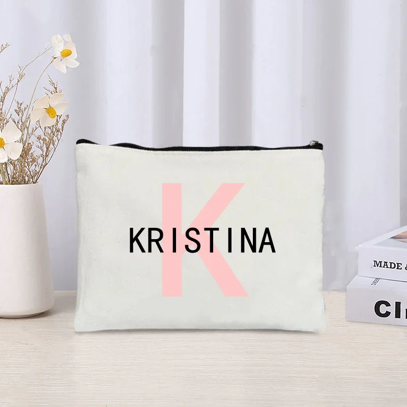 Custom Name Letter Make Up Bags Trendy Women Cosmetic Storage Luxury Wedding Bridesmaid Travel Toilet Wash Bag Organizer Purse