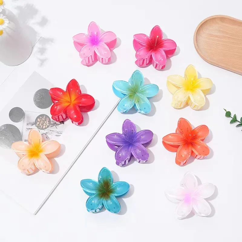 Gradient large flower acrylic hairpin, women's sweet hair, claw, crab clip, hairpin, Hawaiian tiara, bohemian beach accessory