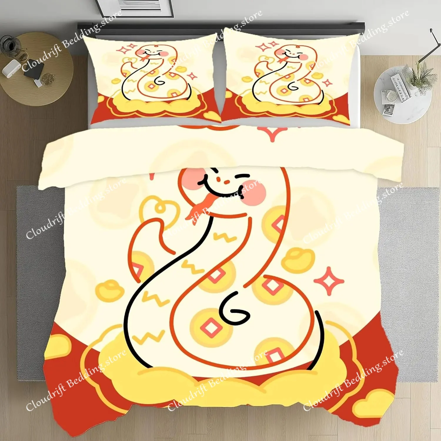 

Snake Bedding set,Starry Sky Reptile Duvet Cover set,Fantasy Animal Pattern Bedding Set, Reversible Bedding with Pillow Cover