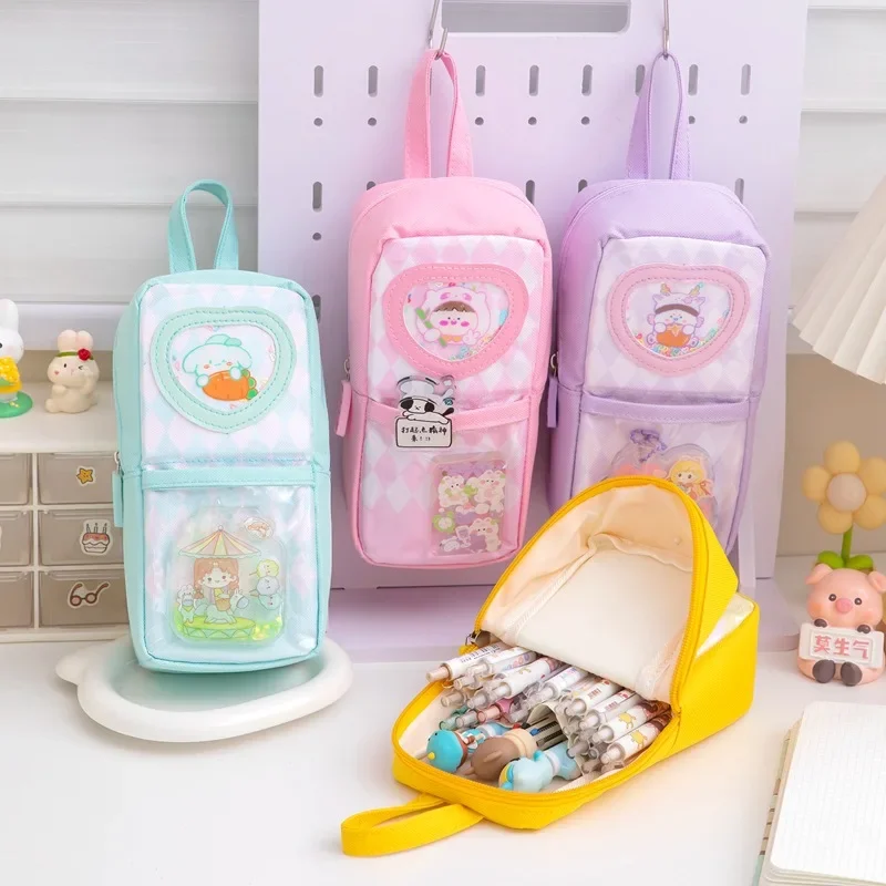

New Cartoon Standing Pencil Case Large Capacity Zippered Pouch,oxford Pencil Bag for School Supplies and Office Organization