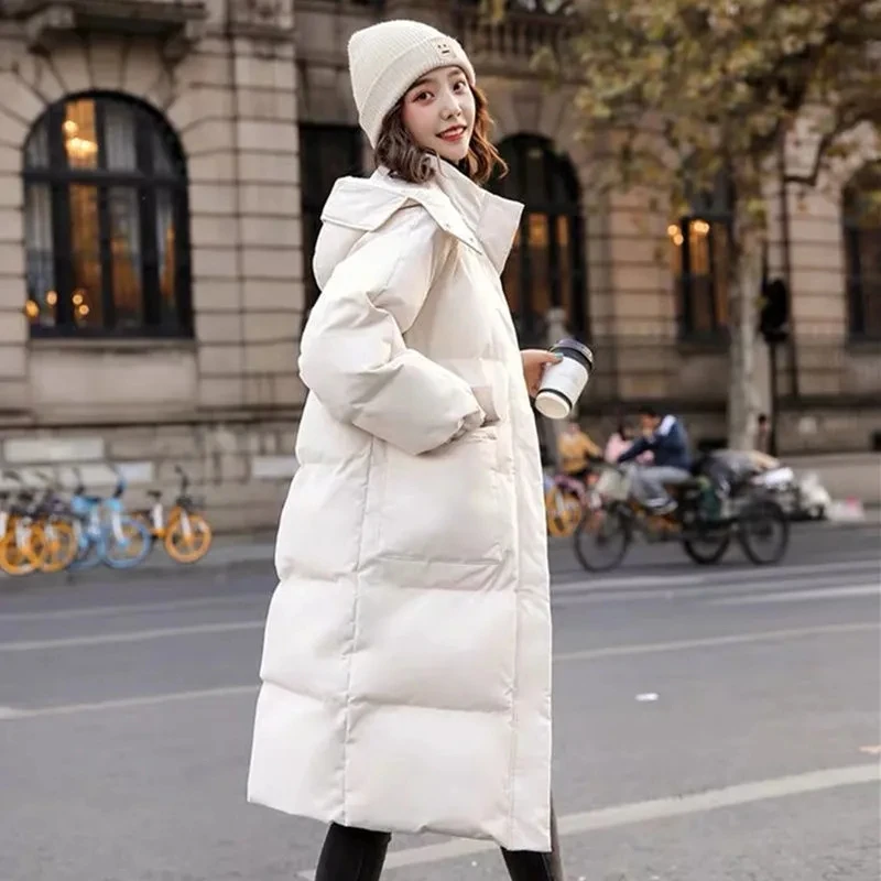 2024 Winter Women Jacket Coats Long Parkas Female Down Cotton Hooded Overcoat Thick Warm Jackets Windproof Casual Student Coat