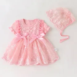 Baby's one year old dress new full moon dress baby girl's mesh flying sleeves summer princess dress Sweet Cute girl Baby dress