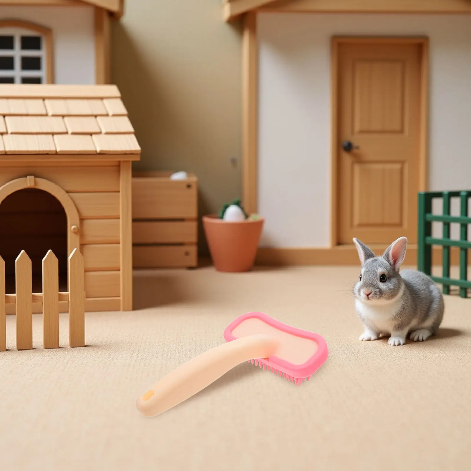 Bunny Grooming Brush Pink Soft Silicone Small Pet Bath Massage Tool Rabbit Comb Guinea Pig Brush Deshedding Shedding Hair view 6