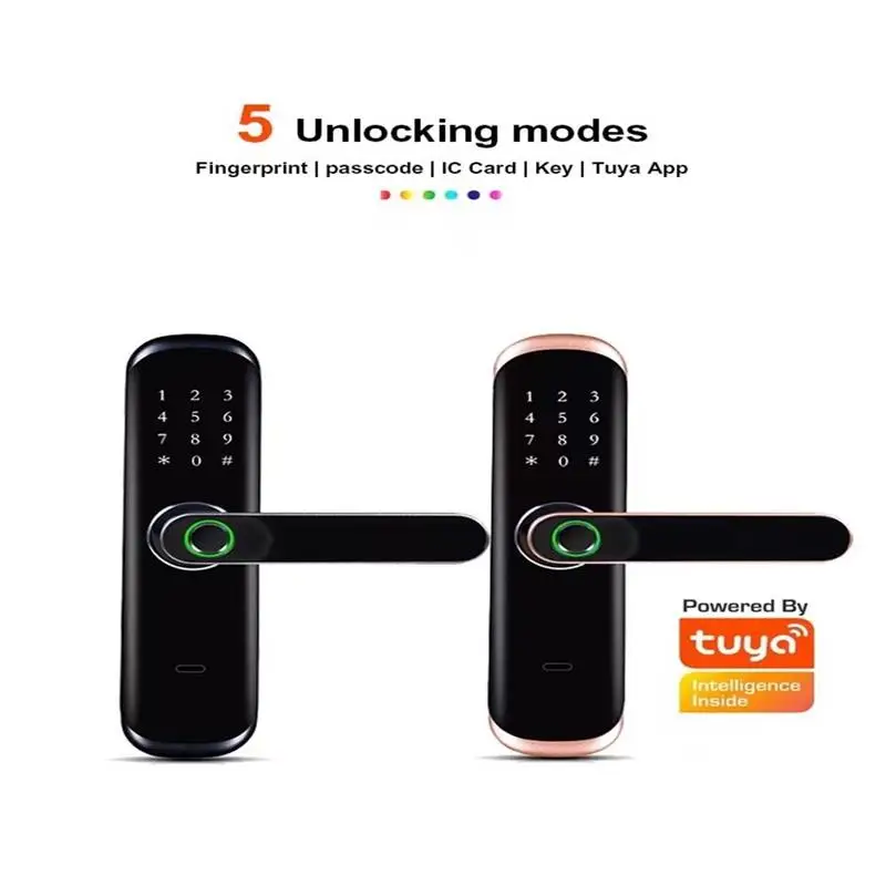 HIMOJO قفل باب ذكي تويا واي فاي قفل إلكتروني رقمي مع بصمة البيومترية/بطاقة IC/كلمة المرور/APP فتح عن بعد