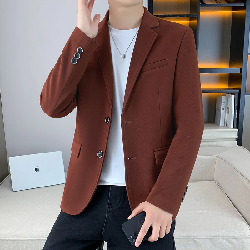 

Мужской повседневный пиджак Essential, осень-зима, черный, красный, хаки, серый пиджак, деловая повседневная одежда, рабочая одежда, базовое пальто, модное