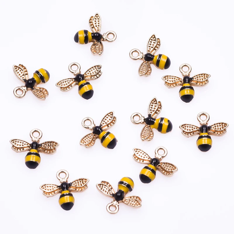20pcs Cute Animal Bee Pendants For Jewelry Making Supplies Enamel Materials To Make Bracelets Earrings Rhinestone Animal Charms