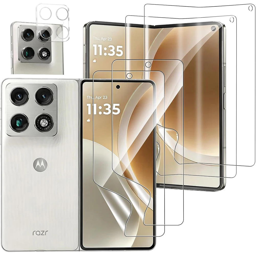 

6IN1 Soft Hydrogel Screen Protector for Motorola Razr Fold HD Clear Full Coverage Flexible TPU Film for MOTO RAZR Fold Camera
