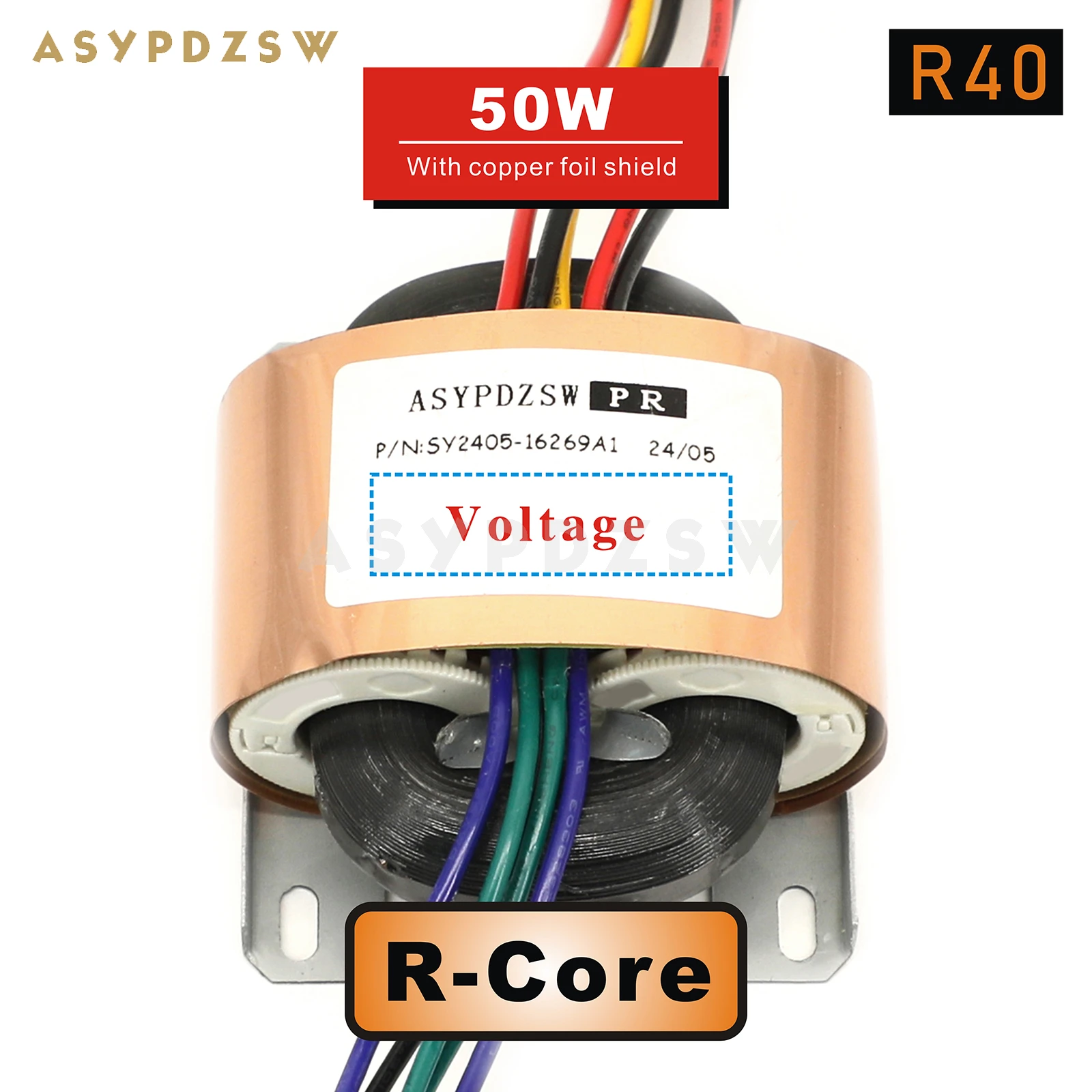 

ASYPDZSW R-40 50VA R-Core трансформатор с покрытием из медной фольги 50 Вт Type-R SEC 15V-0-15Vx2