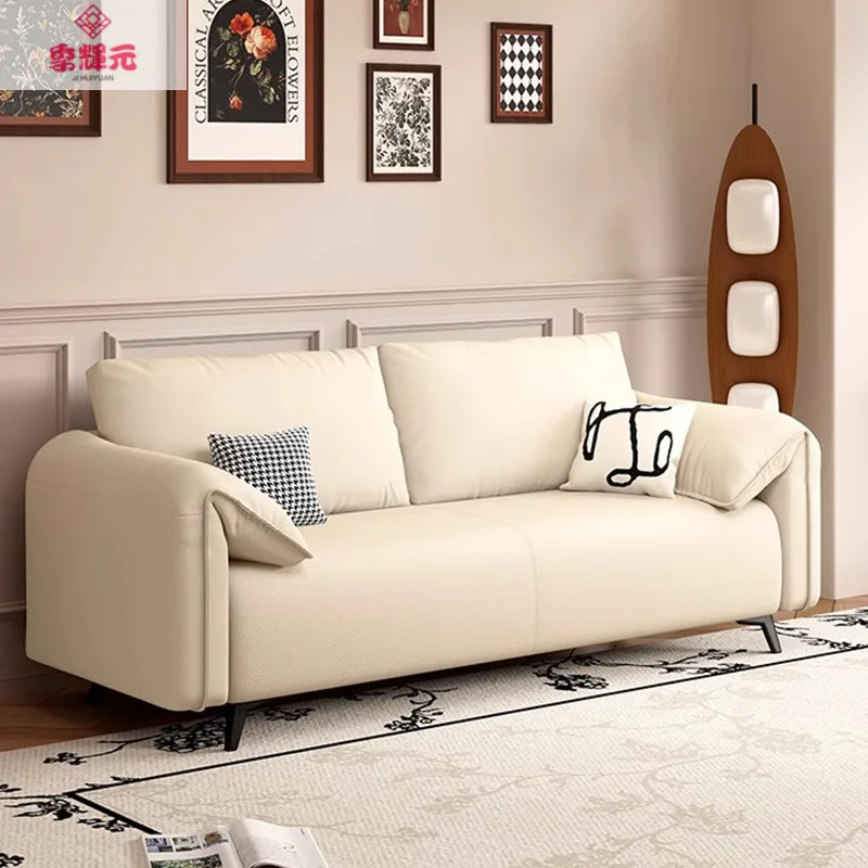 

HYS sofa small apartment family apartment rental house living room light luxury fabric straight row sofa cat scratch skin
