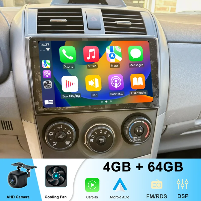 

9'' 4+64GB For Toyota Corolla 2009-2013 Car Radio Wireless Carplay Android Auto FM GPS BT Head Unit MP3 MP4 Google Map
