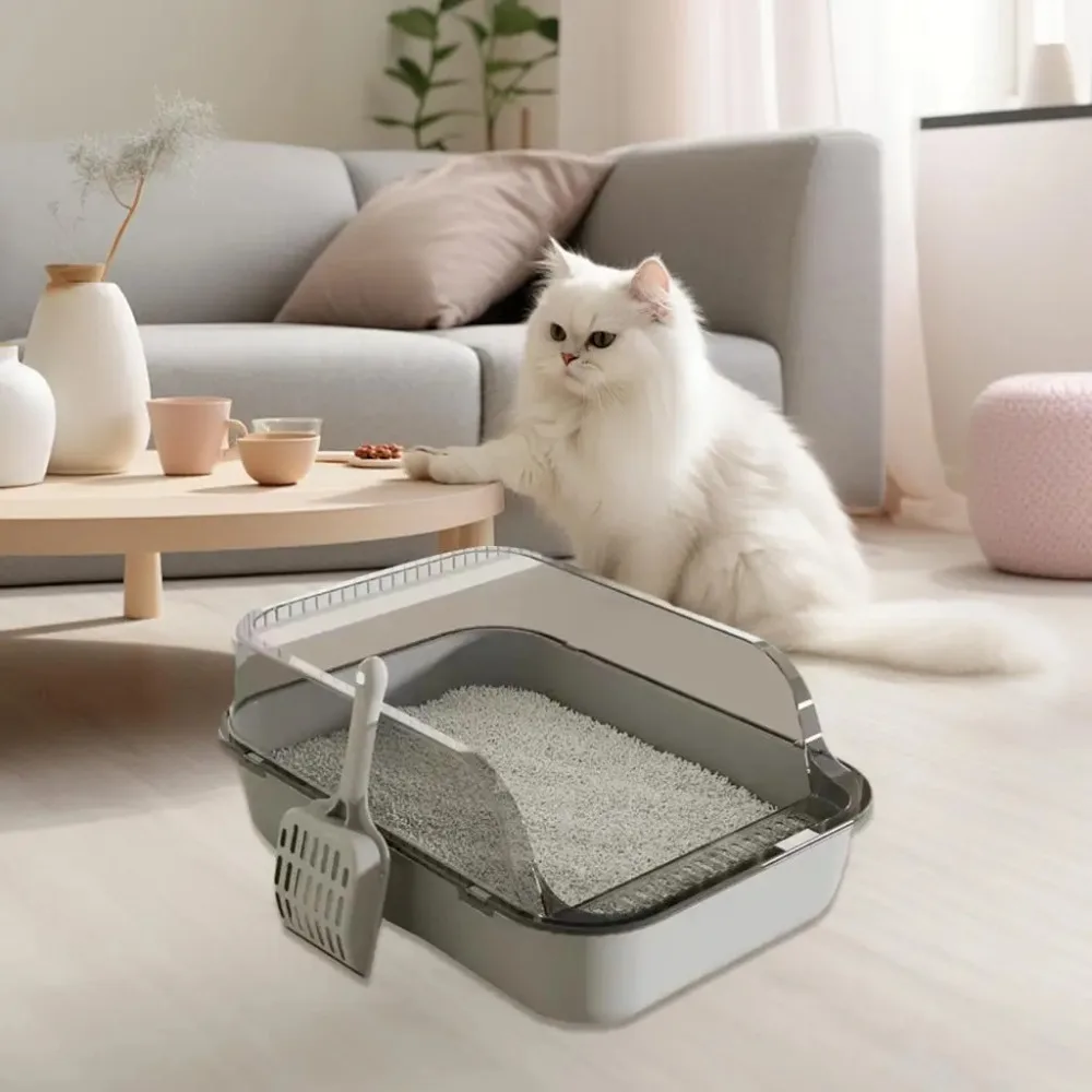 Pet Sandbox Kitten Tray Large Capacity Open Cat Litter Box Plastic Anti-Splash Cats Toilet Bedpan Cleaning Bath Basin Supplies