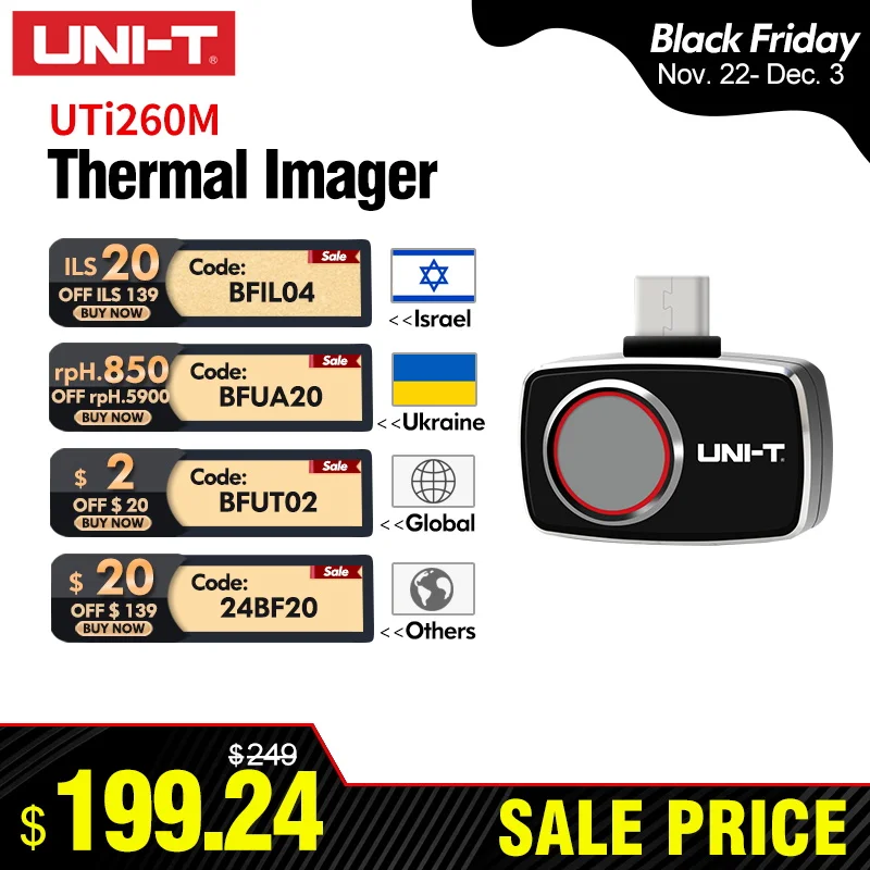 UNI-T Thermal Imager For Smart Phone UTI260M UTI256M 256x192 Pixel Thermographic Camera Thermal Camera PCB Circuit Failure Test