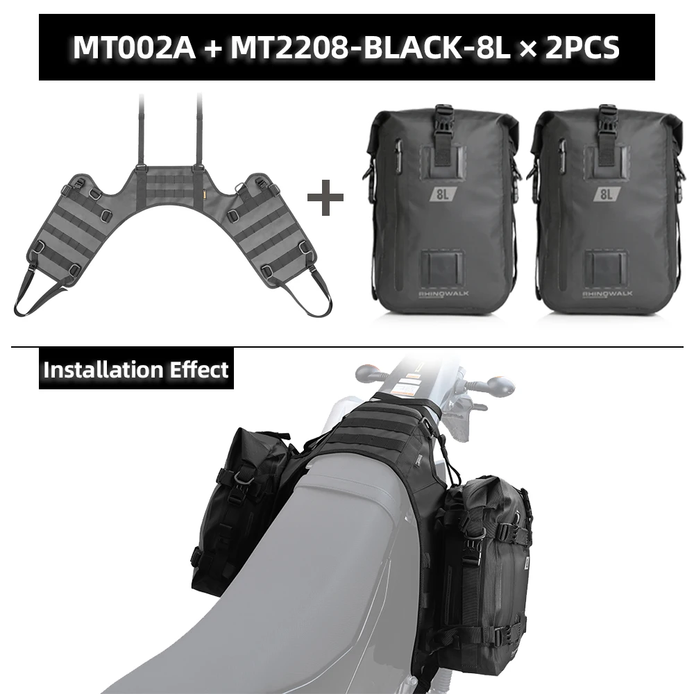 Rhinowalk 2PCS Universele Motorfiets Zadeltassen 6L/8L/10L/15L Waterdichte Fietstas Zakken met Basis voor de Meeste Motoren