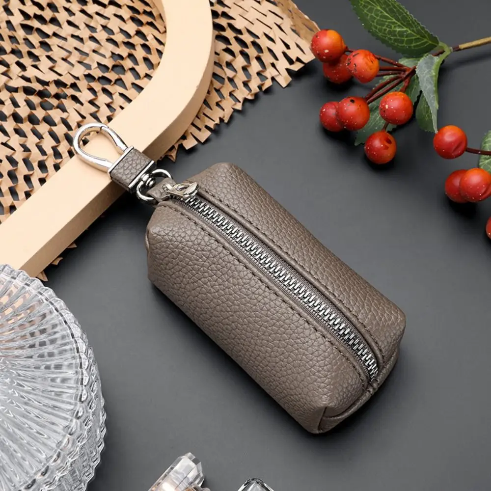 Single/Double Zipper Key Storage Bag Classic Elegant Coin Purse Keychain Simple Car Key Ring Key Protect Cover Men/Women