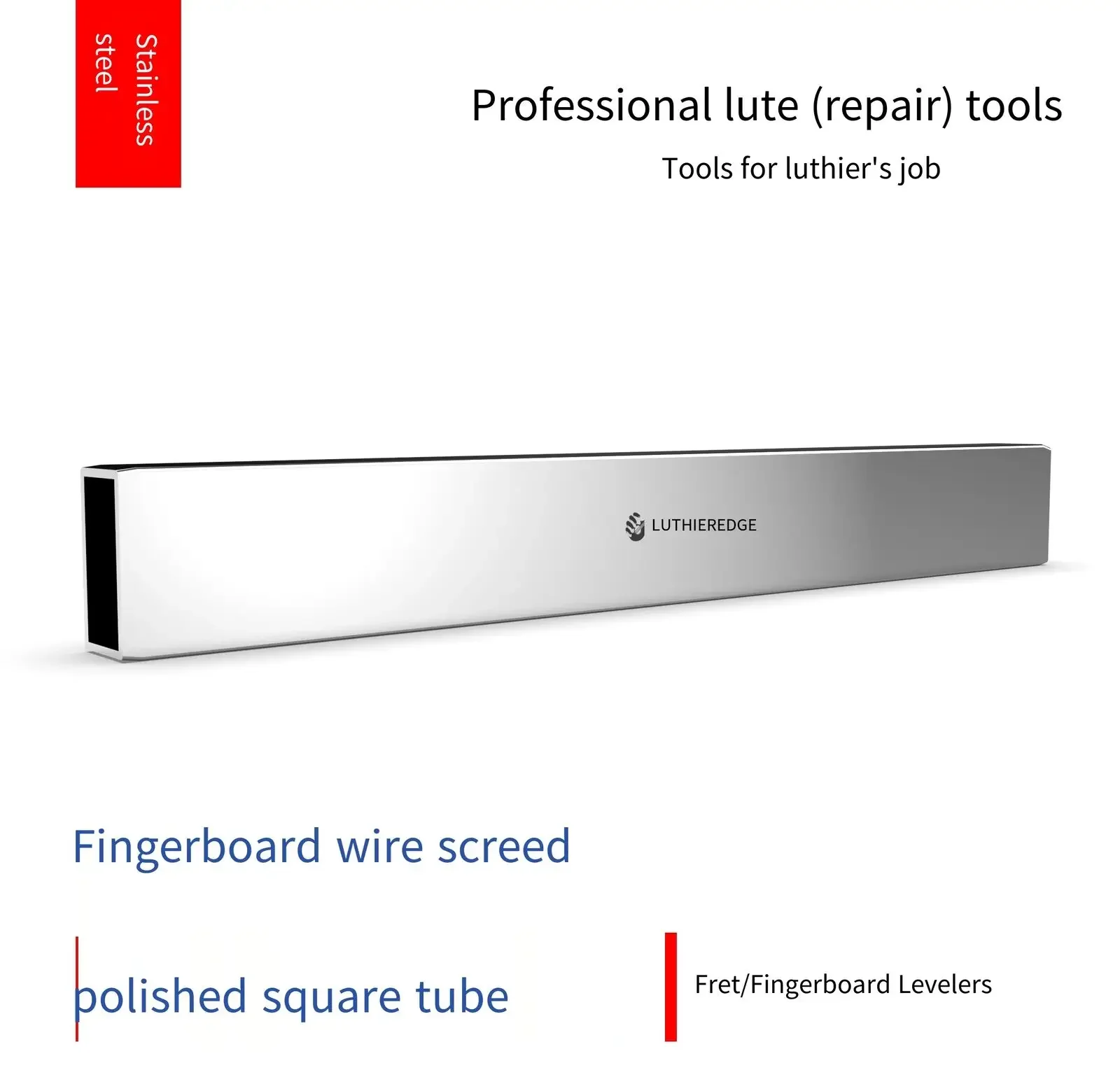 Stainless Steel Fingerboard Fret Grinding and Square Tube Fret Wire Leveling Grinding Tool Piano Repair Tool