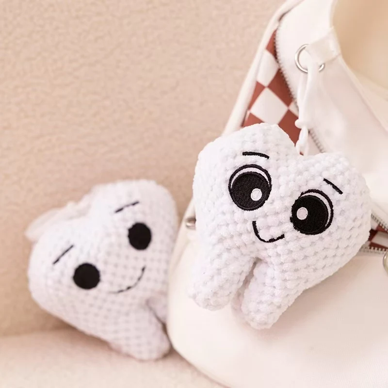 Cute simulation tooth plush toy cute white tooth plush soft hair pendant tooth doll pillow funny sofa ornaments children's gifts