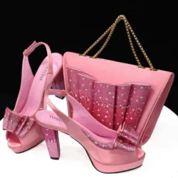 Doershow beautiful style Italian Shoes With Matching Bags African Women Shoes and Bags Set For Prom Party Summer Sandal  HTY1-4