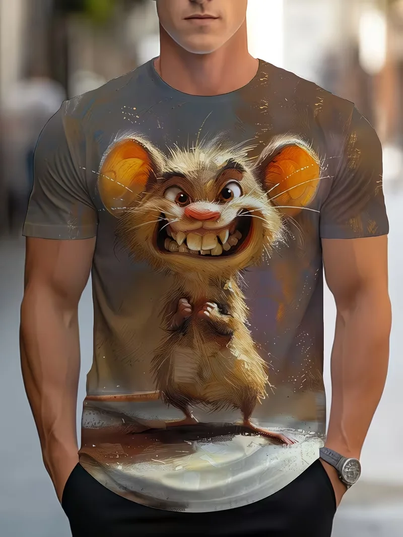 Funny Animal Mouse 3D Print Men's T-shirt Fashion Short Sleeve T Shirts Men's and Women's Streetwear Graphic T Shirts Harajuku