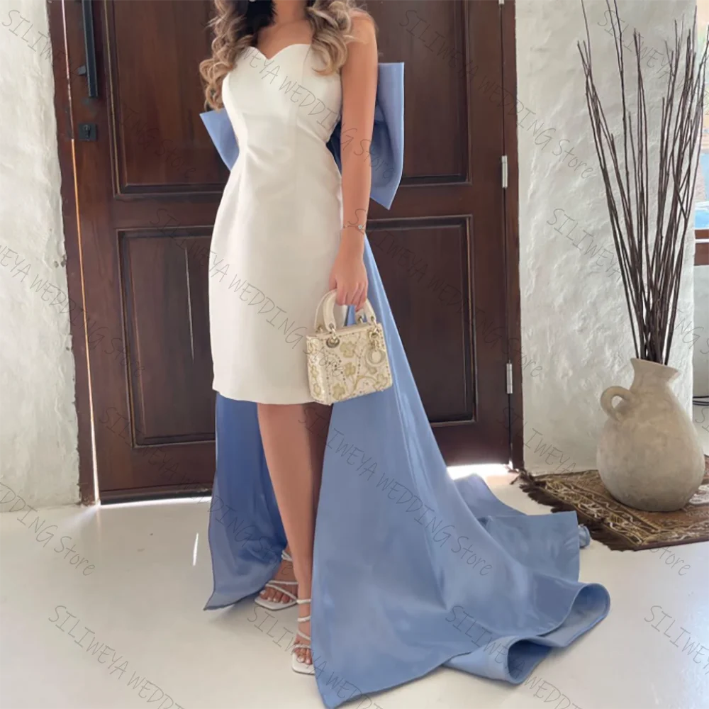 

Simple Fashion Strapless Back Big Bow Customized Evening Dress Women's Wedding Party Prom Gowns