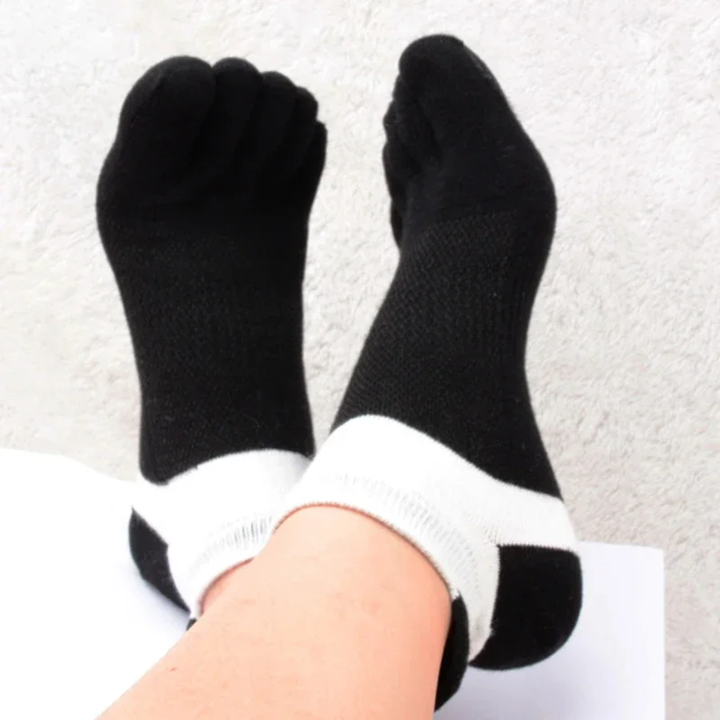

Men Cotton Five Fingers Socks Breathable Short Ankle Crew Socks Sports Running Solid Color Black White Grey Male Sox