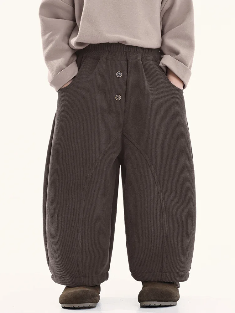 

UNITIM 1-8Y Children Boys Pant 2025 Winter Thick Warm Solid Kid's Baby Boys Loose Trouser Corduroy Casual Girls Outdoor Pants