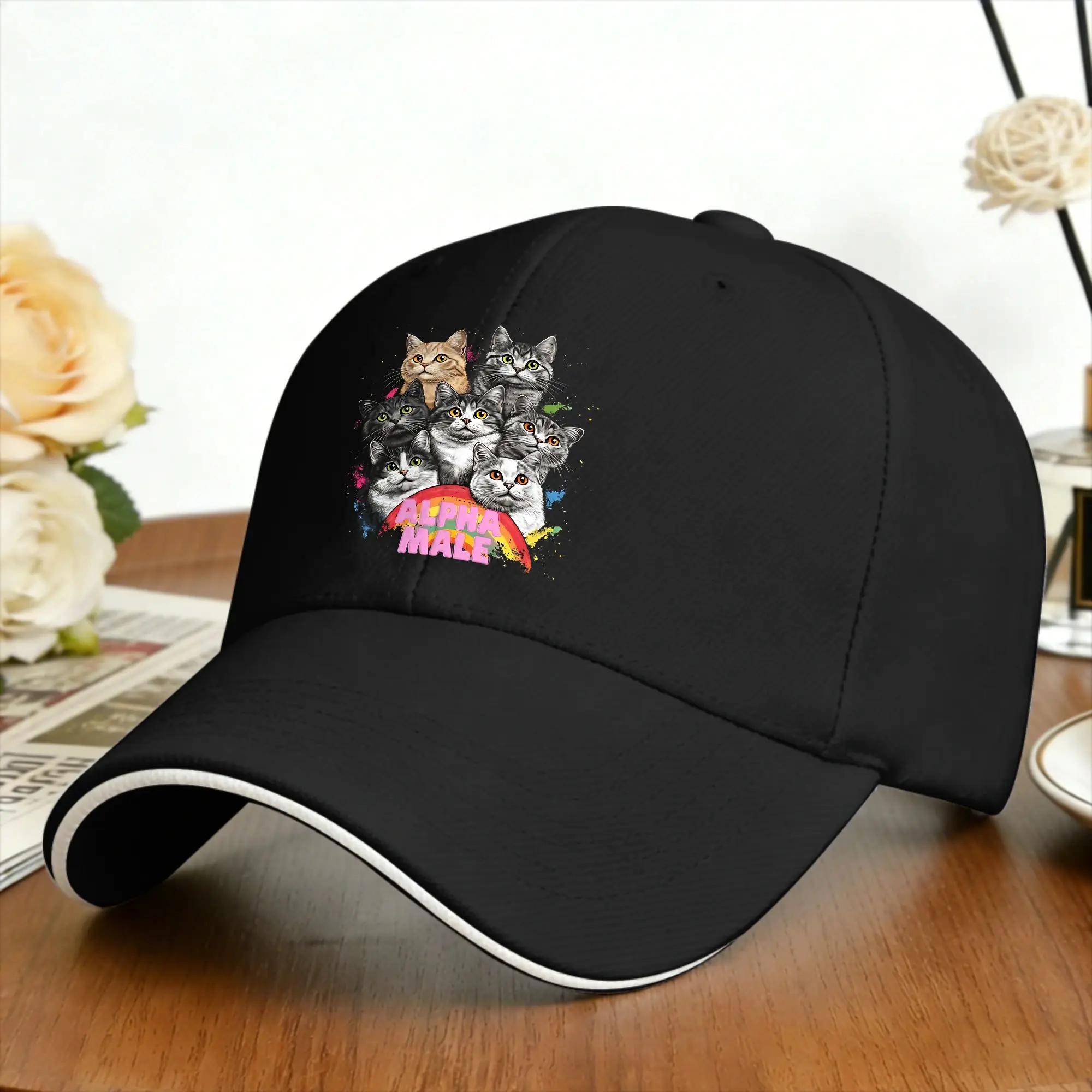 Alpha Male Cats Sun Baseball Cap  Summer y2k Retro Hip Hop Hats For Women Kpop Rock Snapback Cap