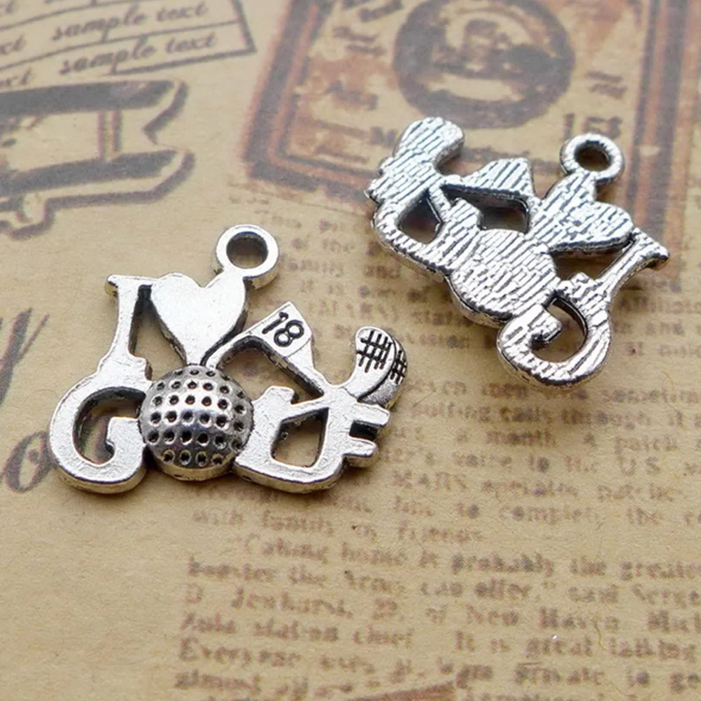 

20pcs Golf Pendant Charms Alloy Silver Sports Theme Keychains Durable Metal DIY Jewelry Accessories Craft Hanging for Men