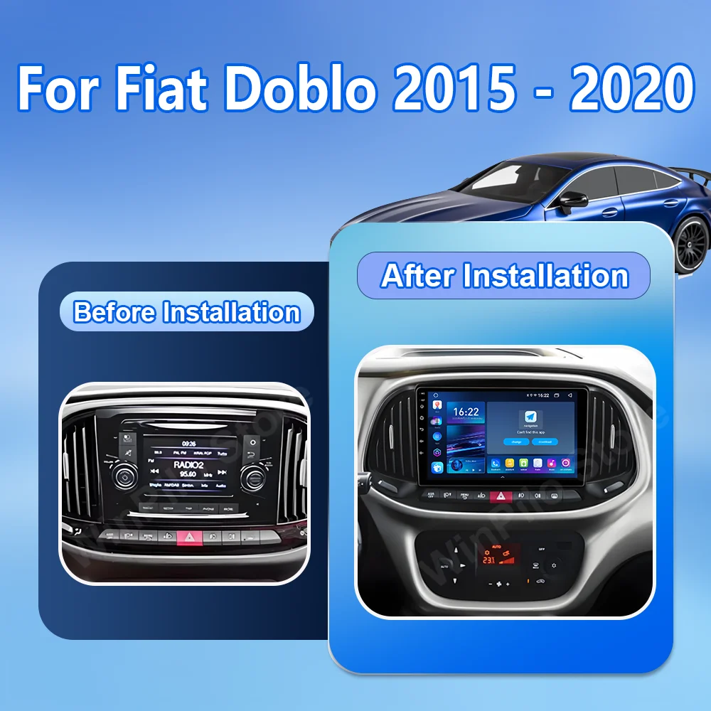 Android 16 Carpaly For Fiat Doblo 2015 2016 2017 2018 2019 2020 Car Navigation GPS Multimedia Video Player High-Performance CPU