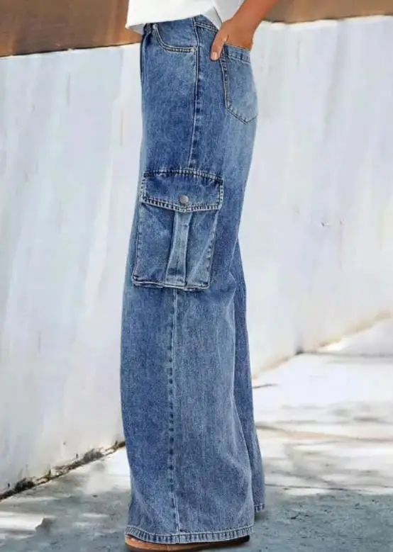 Women Jeans 2026 Spring Autumn New Multi Pocket Design Fashion Casual Versatile High Waist Streetwear Straight Leg Jeans