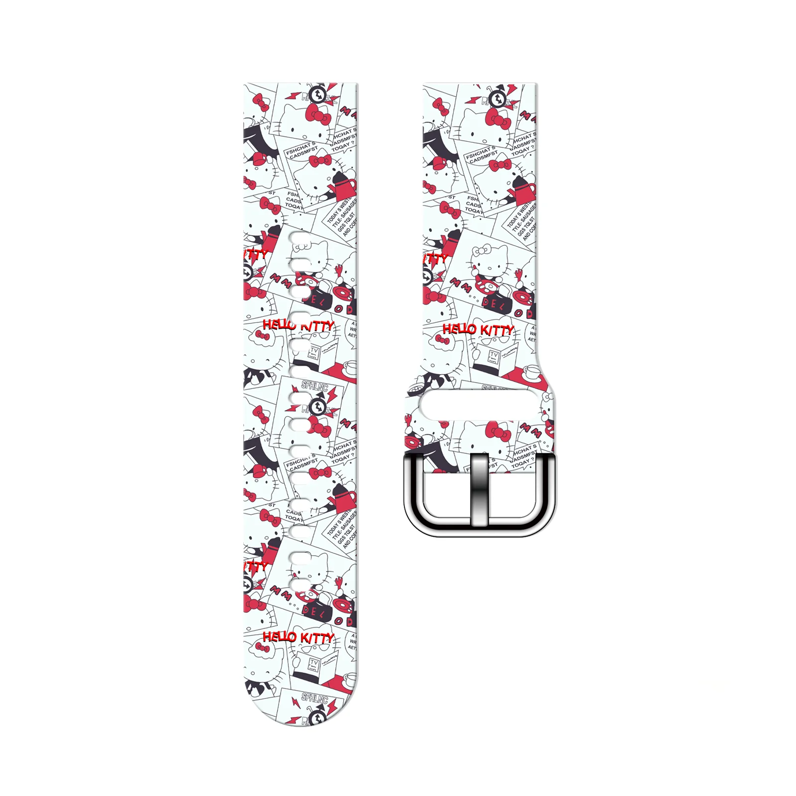 Sanrio Hello Kitty Series 20mm Printed Strap for Samsung Galaxy Watch 7/6/5 40mm 44mm Band Replaceable Bracelet for Amazfit Band