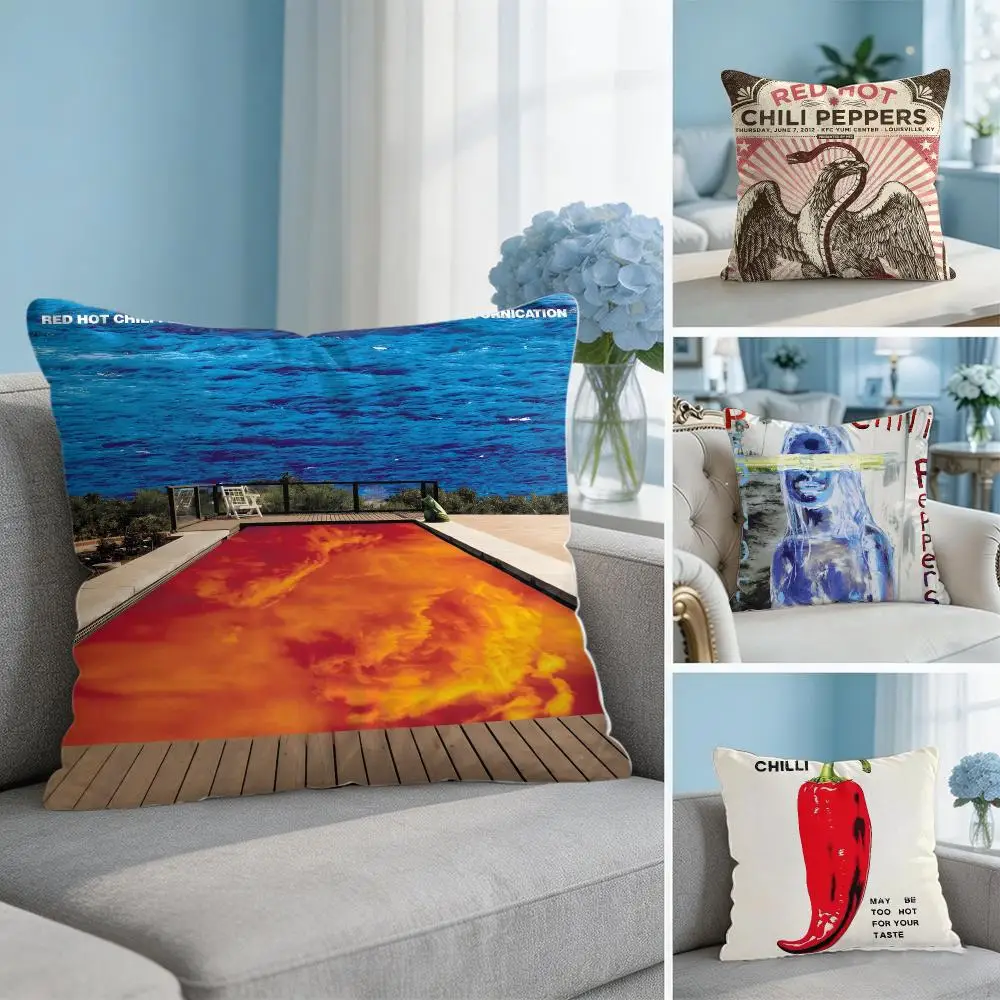 R-Red Hot C-Chili Peppers Cushion Cover Soft Short Plush Throw Pillow Cover Hidden Zipper Cutecore Sofa Bedroom Home Decor