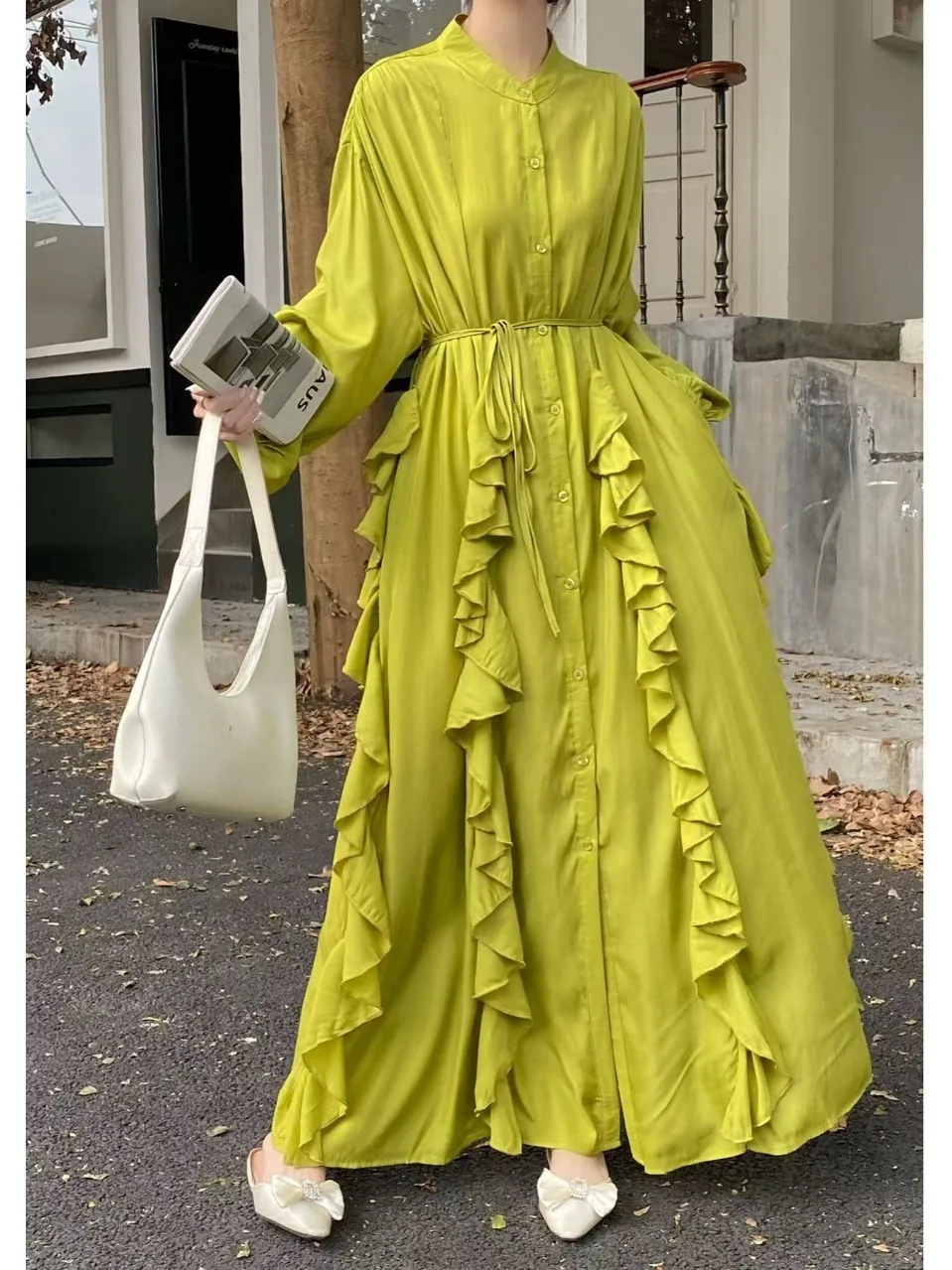 

Аутентичная длинная свободная утягивающая юбка длиной до колена на одной пуговице с цветочным принтом D, универсальная юбка трапециевидной формы для весеннего сезона, повседневная одежда