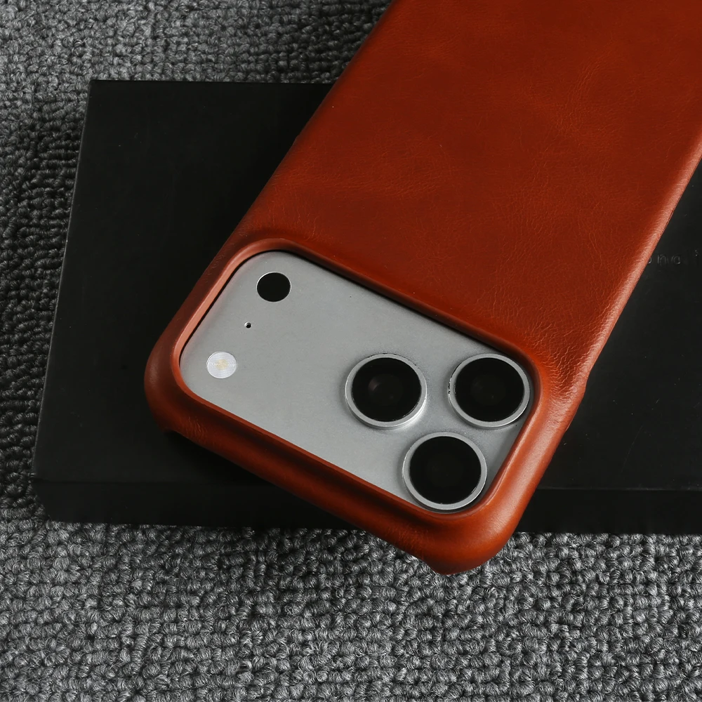 For Magsafe Genuine Leather Phone Case for iPhone Air 16 15 17 Pro Max 17e 16e 14 Plus 13 Mini 12 11 Magnetic Back Cover Coque view 5
