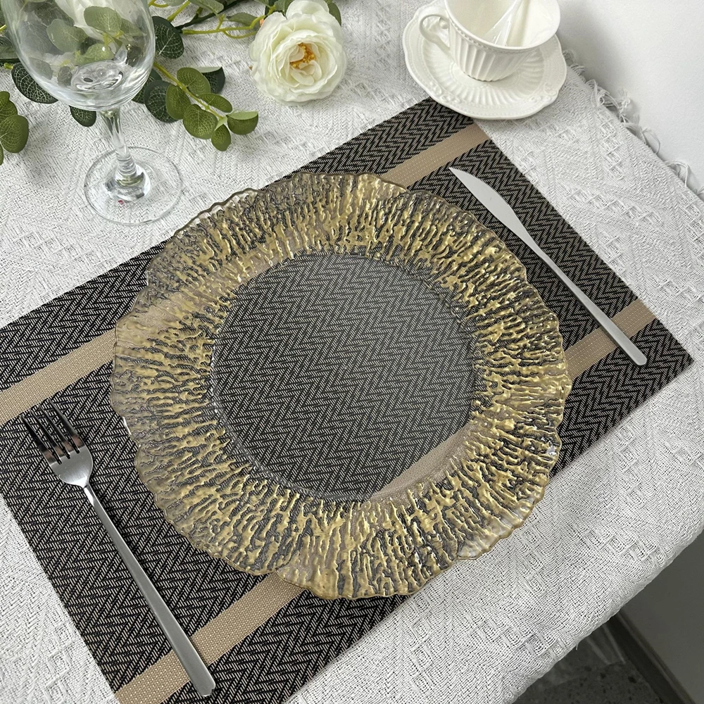 50 PCS Charger Plates Plastic Tray Gold Round Plates13 Inches Acrylic Decorative Service Plate For Table Setting