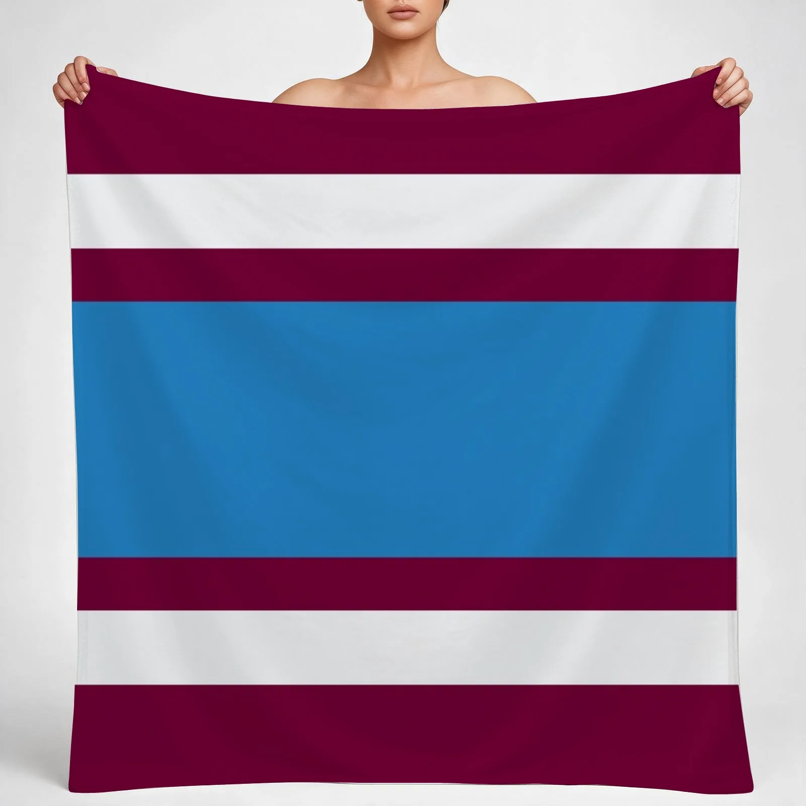 Burnley Varsity Retro Claret, Blue & White Hoops Throw Blanket couch cozy soft plush fuzzy picnic outdoor blanket