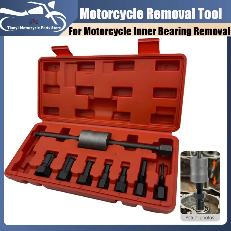 

Motorcycle Disassembly Tool Inner Diameter Blind Hole Bearing Puller Set Hand Tool Bearing Remove Bearing Extractor 8PCS 10-25MM