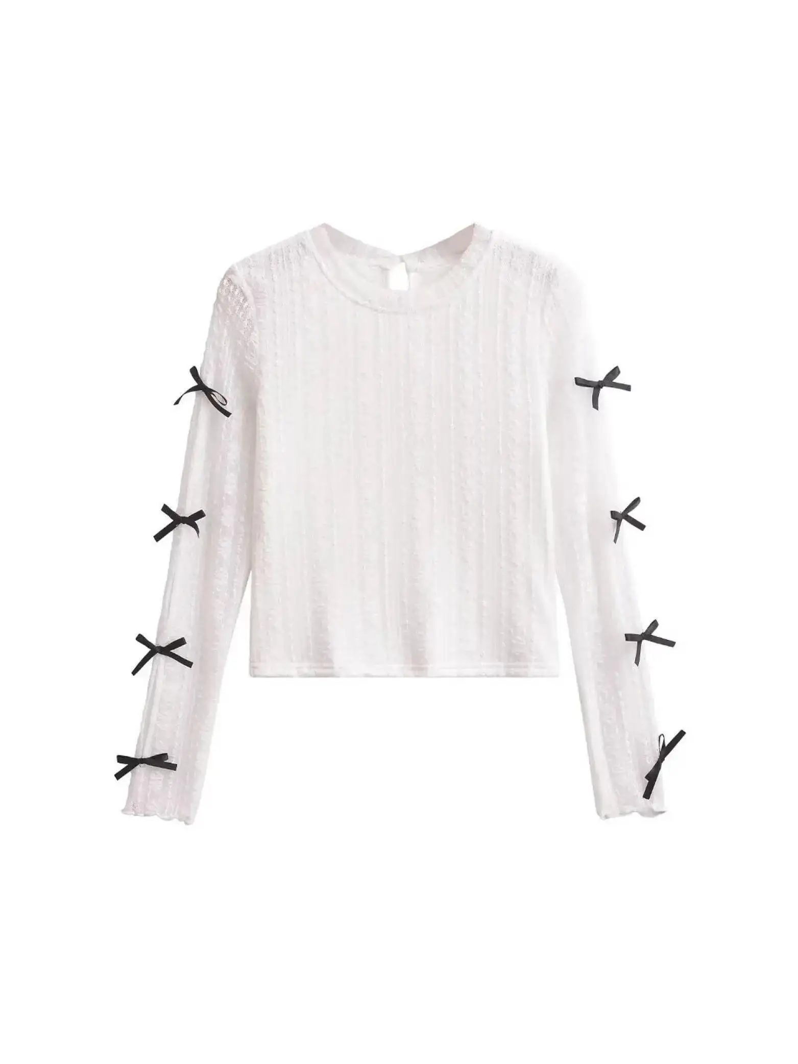 Boog Innerlijke Bodem Wit Ontwerp T-shirt Hoge Kant Top Vrouwen T-shirt Mode Vrouwen Tees 2025 Nieuwe Zoete Mode Vrouwen UU2I