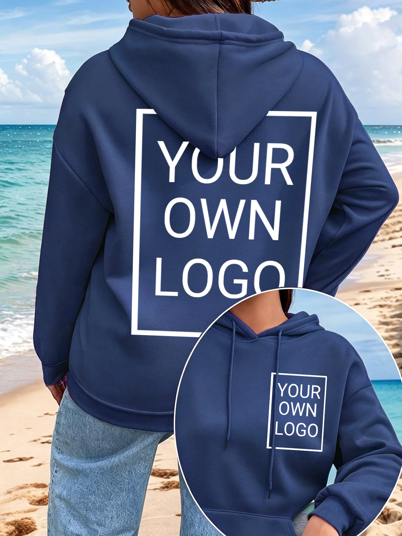 Custom Personalized Logo Picture Double Sided Women Hoodies Pocket Autumn Hoody Y2K Soft Streetwear Fleece Loose Woman Hoodie