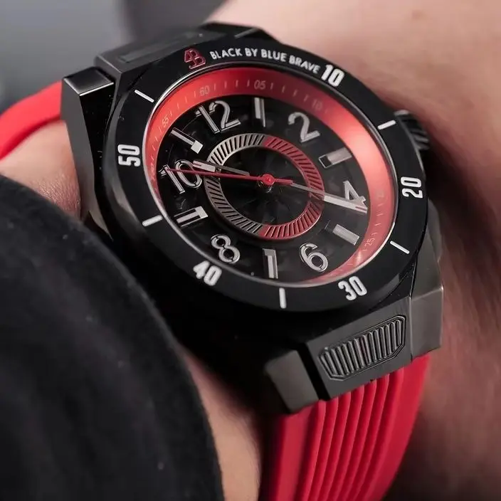 OBLVLO Herren-Automatikuhr, Sport, 42 mm, mechanische Armbanduhr, 50 m wasserdicht, leuchtendes Saphirglas, Skelett-Zifferblatt, Miyota 8215