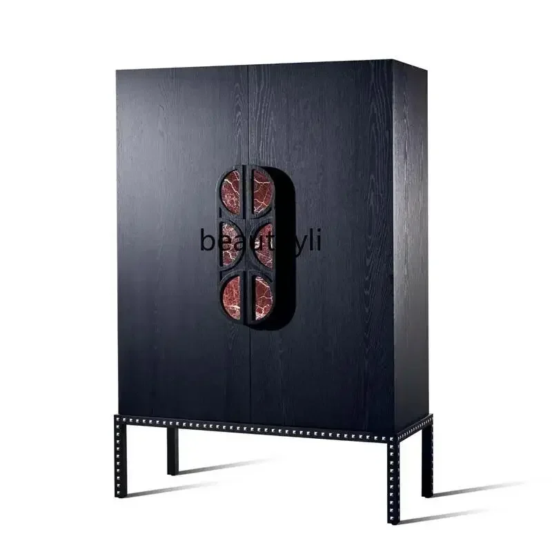 

New style American retro solid wood wine cabinet entrance porch against the wall multi-functional locker can be customi