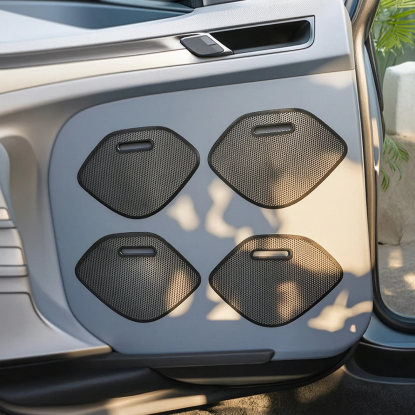 4 Pieces Speaker Grille Trim Covers Perforated Door Speaker Trim with Mesh Car Part Sleek Stylish