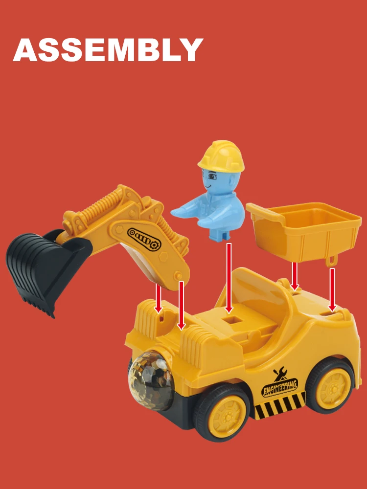 LED Electric Construction Vehicle Excavator Children Toy Sound and Light Universal Engineering Car Model Toys Boy Birthday Gift