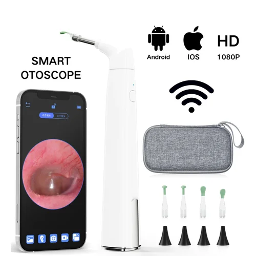 Otoscopio inteligente WIFl 1080P recientemente actualizado, 3,9mm, con 6 LED/caja EVA, cámara de eliminación de cera de los oídos para niños/adultos/mascotas, compatible con Android/IOS