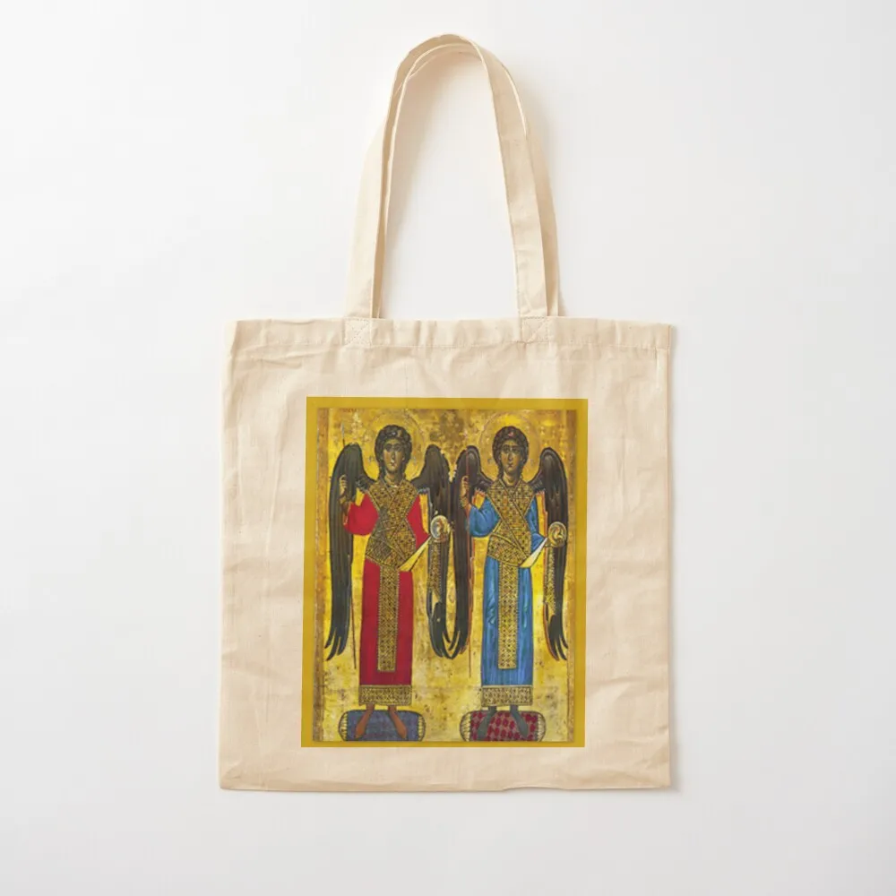 

St Michael & St Gabriel Archangel Icon Catholic Angel Tote Bag Women's beach bags Gift bag Canvas Tote Bag
