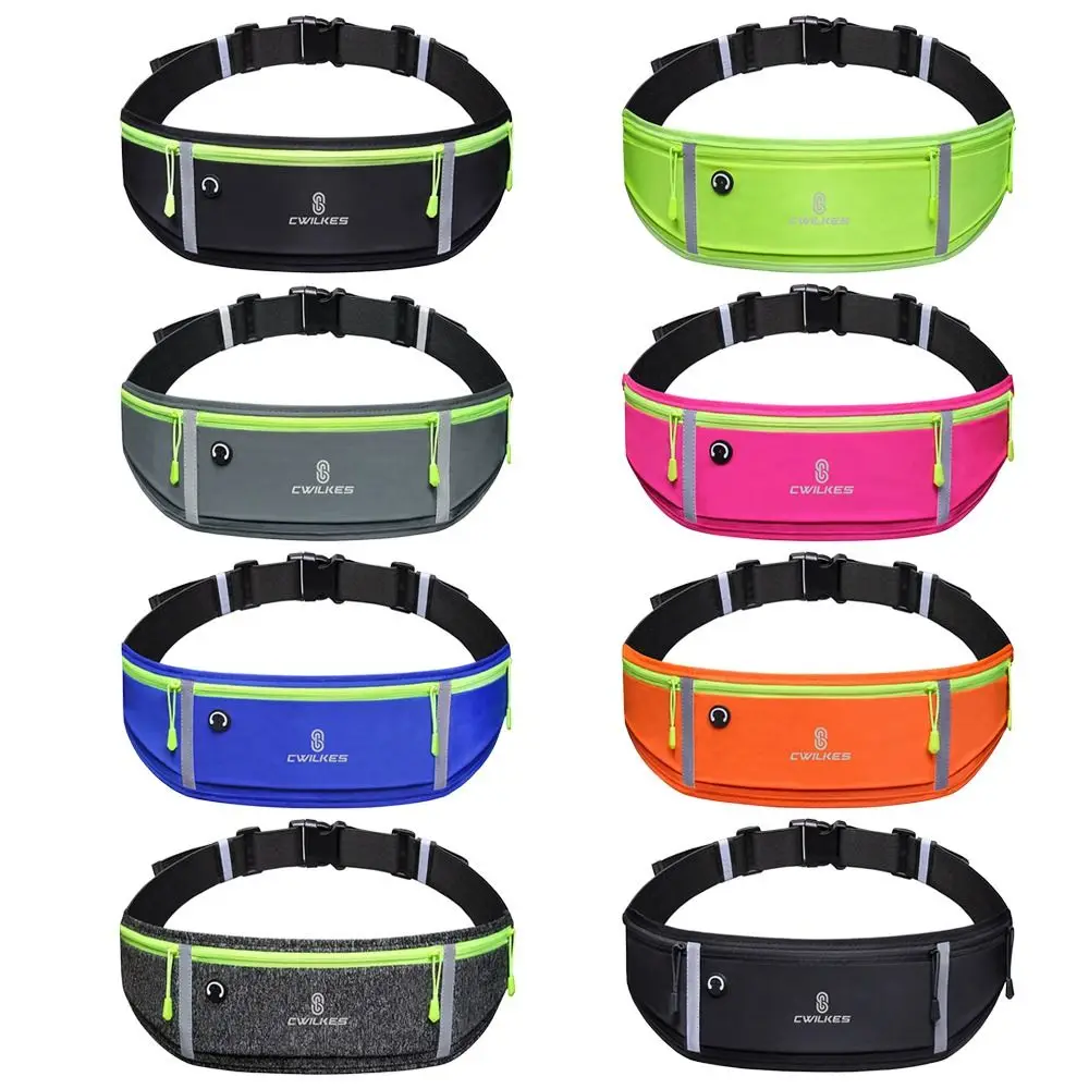 Nylon Running Waist Bag Invisible Waterproof Fitness Fanny Pack Mobile Phone Bag with Reflective Tape Marathon Jogging Bag