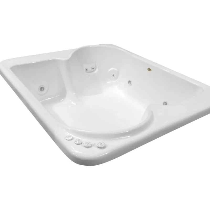 

Modern Acrylic Fiberglass Whirlpool Bathtub Water Massage Double Bathtub with Heated White Square Deep Relaxation Soaking